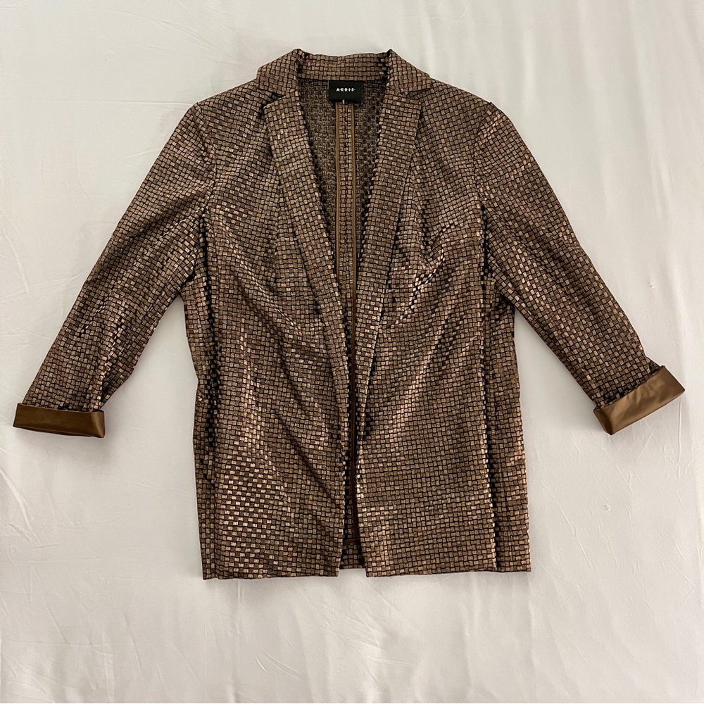 Akris Blazer Jacket Top Women's Sz 8 Metallic Textured Lightweight Formal Classy